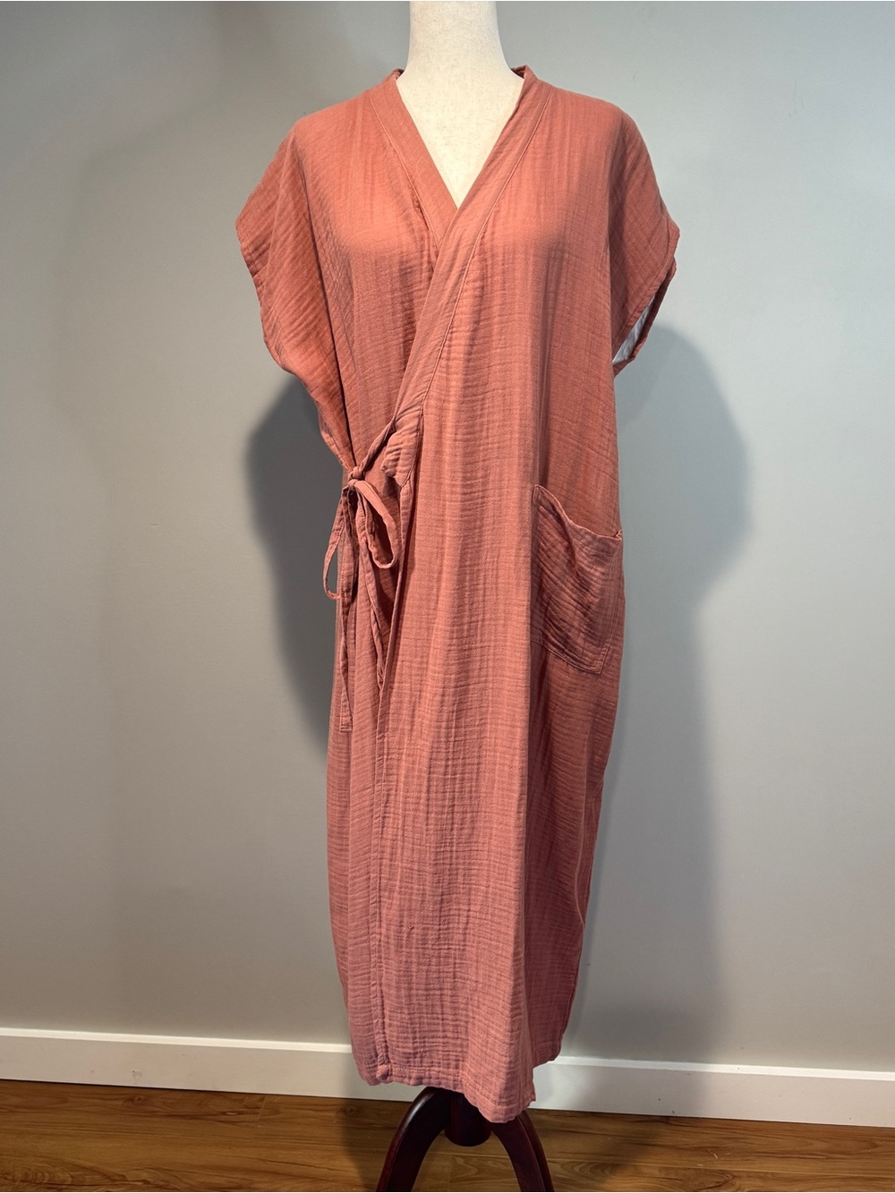 Oddbird Aydin House Wrap Dress Canyon Rose Turksish Cotton Gauze Lagenlook XL - Picture 2 of 16